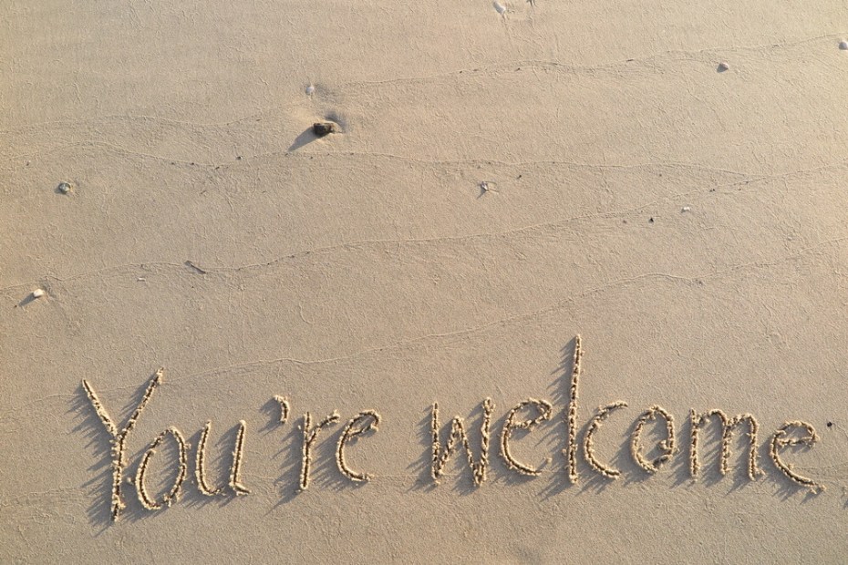 영어로 '천만에요' 라고 쓰여져 있다